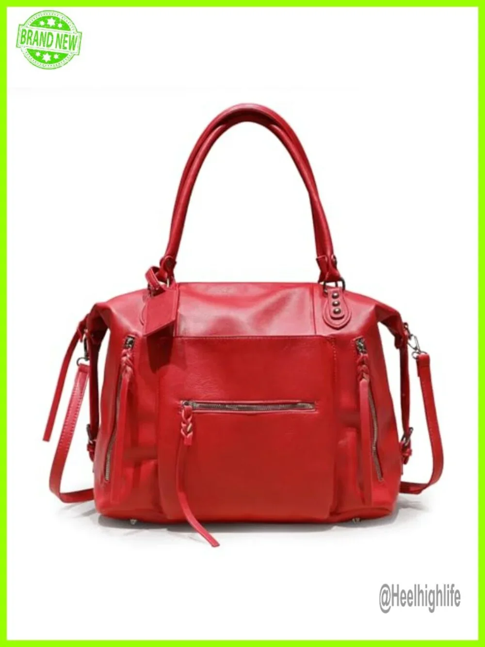 Large Hobo Vegan Leather Handbag Tote with Crossbody Strap 21L